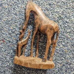 SOLD Hand-Carved Wood Giraffe Mother and Baby